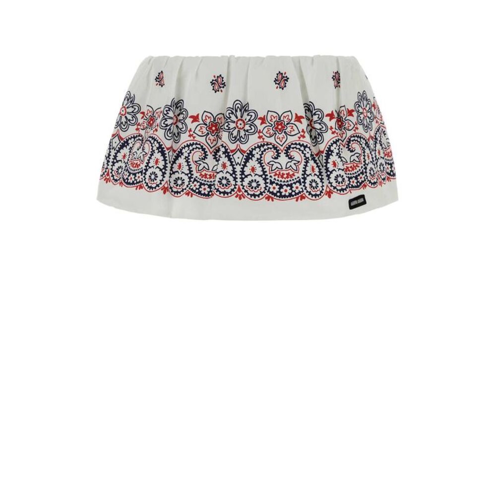 Miu Miu Women Printed Cotton Blend Mini Skirt
